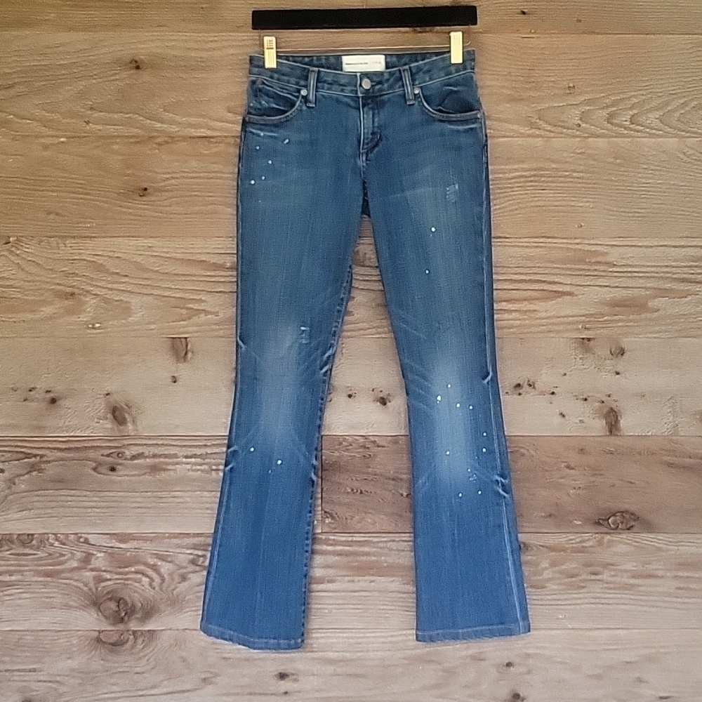 Paper Denim and Cloth Boot Cut Jeans with Blue Embroidered Flower Size 26